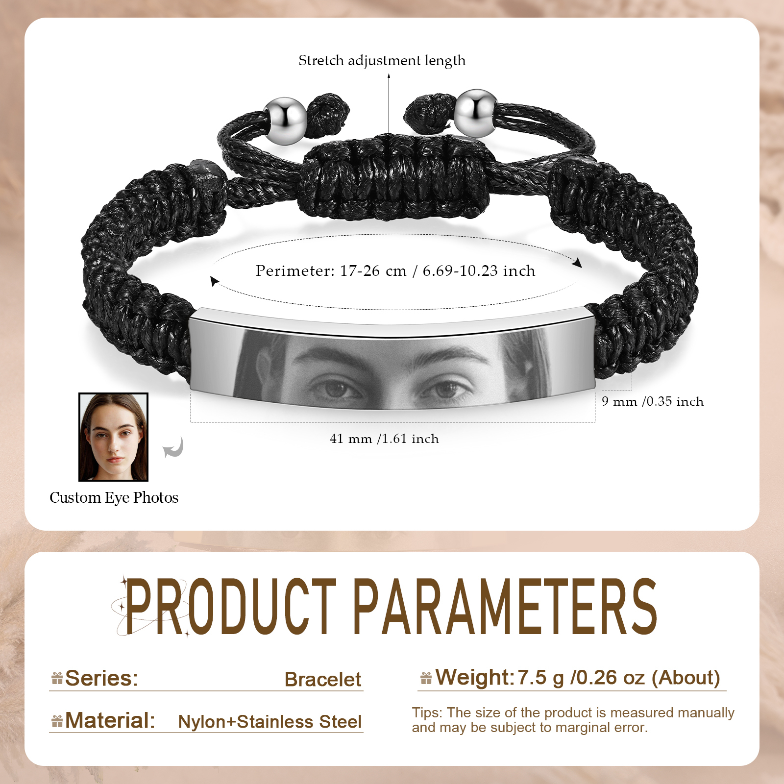 Personalised Eye Bracelet Custom Braided Photo Bracelet