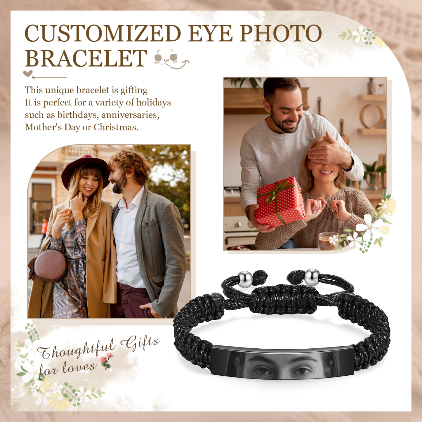 Personalised Eye Bracelet Custom Braided Photo Bracelet