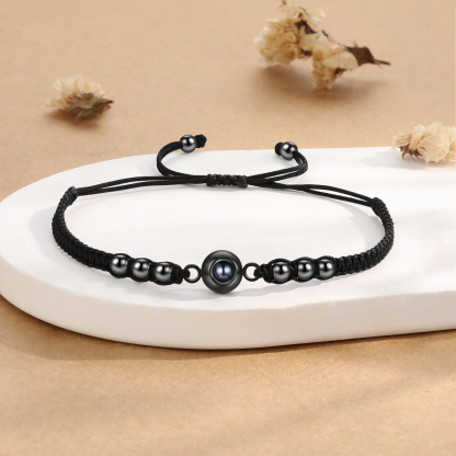Personalised Photo Projection Bracelet Adjustable Braided & Bead Rope Bracelet String Bracelet A Heartfelt Gift for Her & Him