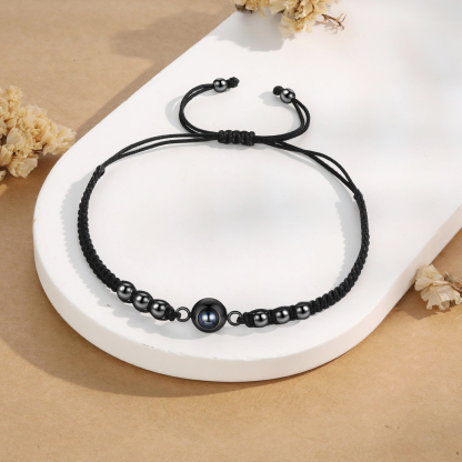 Personalised Photo Projection Bracelet Adjustable Braided & Bead Rope Bracelet String Bracelet A Heartfelt Gift for Her & Him