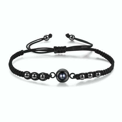 Personalised Photo Projection Bracelet Adjustable Braided & Bead Rope Bracelet String Bracelet A Heartfelt Gift for Her & Him