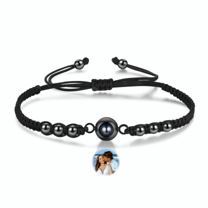 Personalised Photo Projection Bracelet Adjustable Braided & Bead Rope Bracelet String Bracelet A Heartfelt Gift for Her & Him
