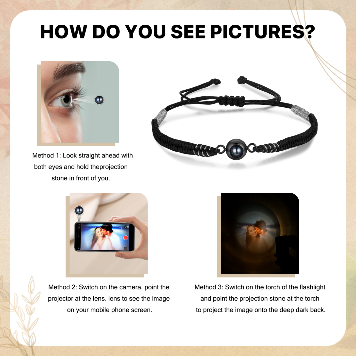 Personalised Photo Projection Bracelet Adjustable Braided Rope Bracelet String Bracelet A Heartfelt Gift for Her & Him