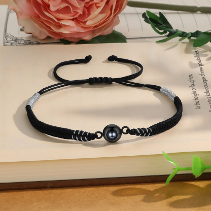 Personalised Photo Projection Bracelet Adjustable Braided Rope Bracelet String Bracelet A Heartfelt Gift for Her & Him