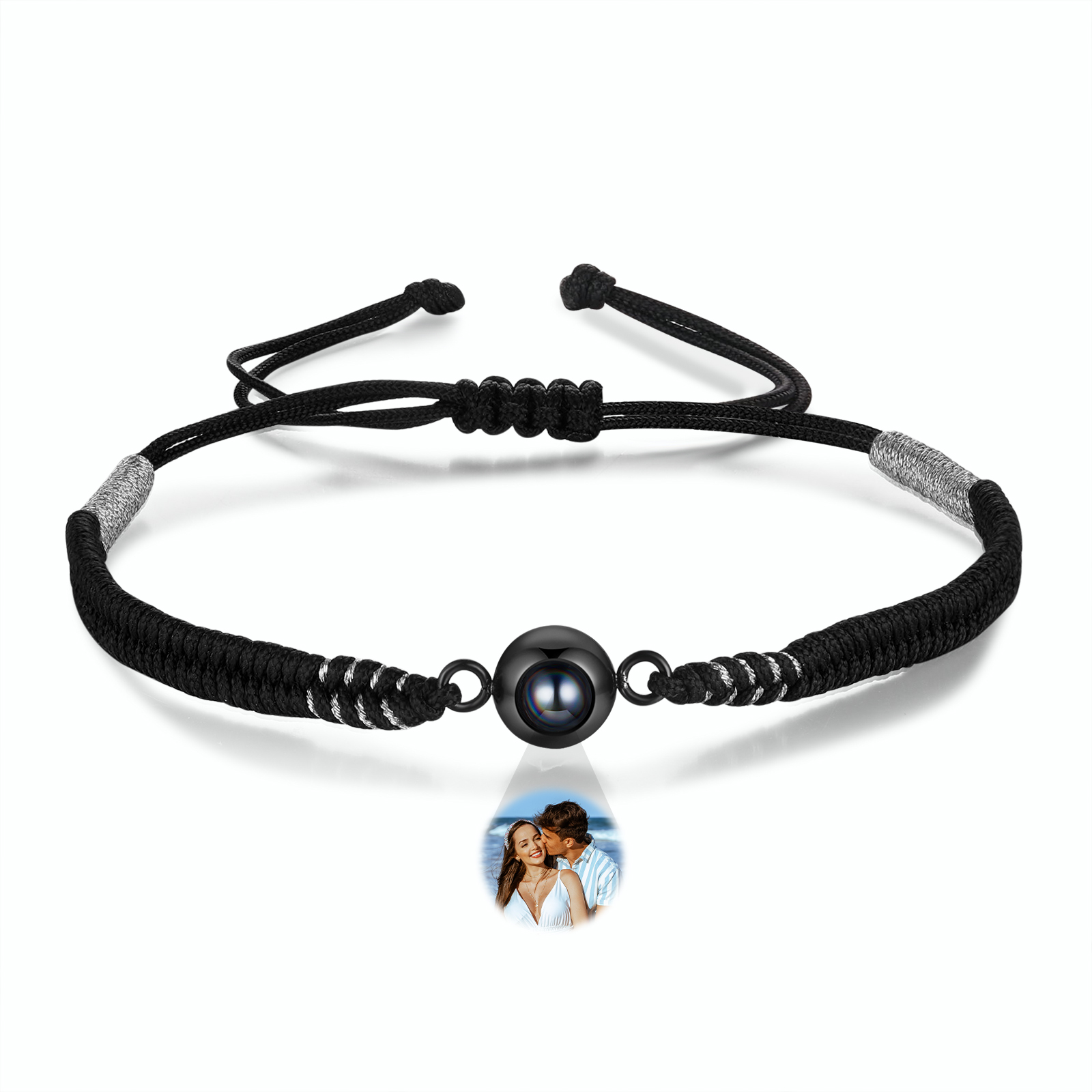 Personalised Photo Projection Bracelet Adjustable Braided Rope Bracelet String Bracelet A Heartfelt Gift for Her & Him