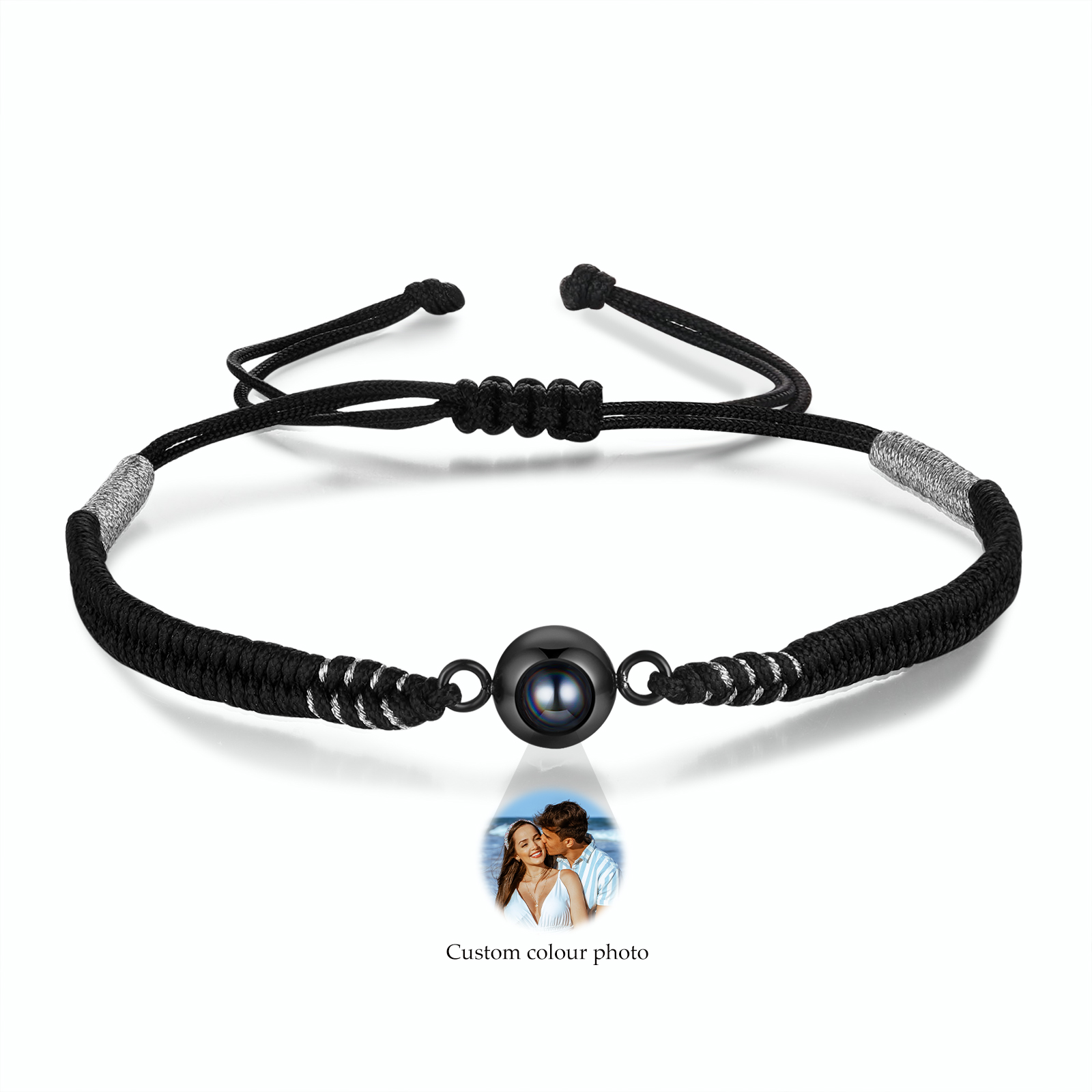 Personalised Photo Projection Bracelet Adjustable Braided Rope Bracelet String Bracelet A Heartfelt Gift for Her & Him