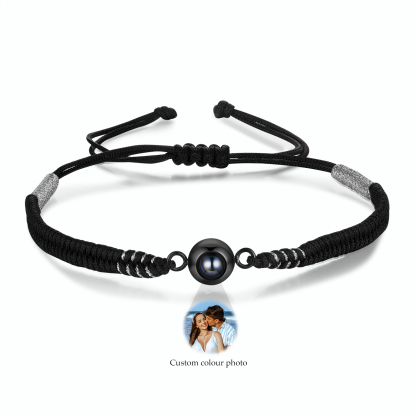 Personalised Photo Projection Bracelet Adjustable Braided Rope Bracelet String Bracelet A Heartfelt Gift for Her & Him
