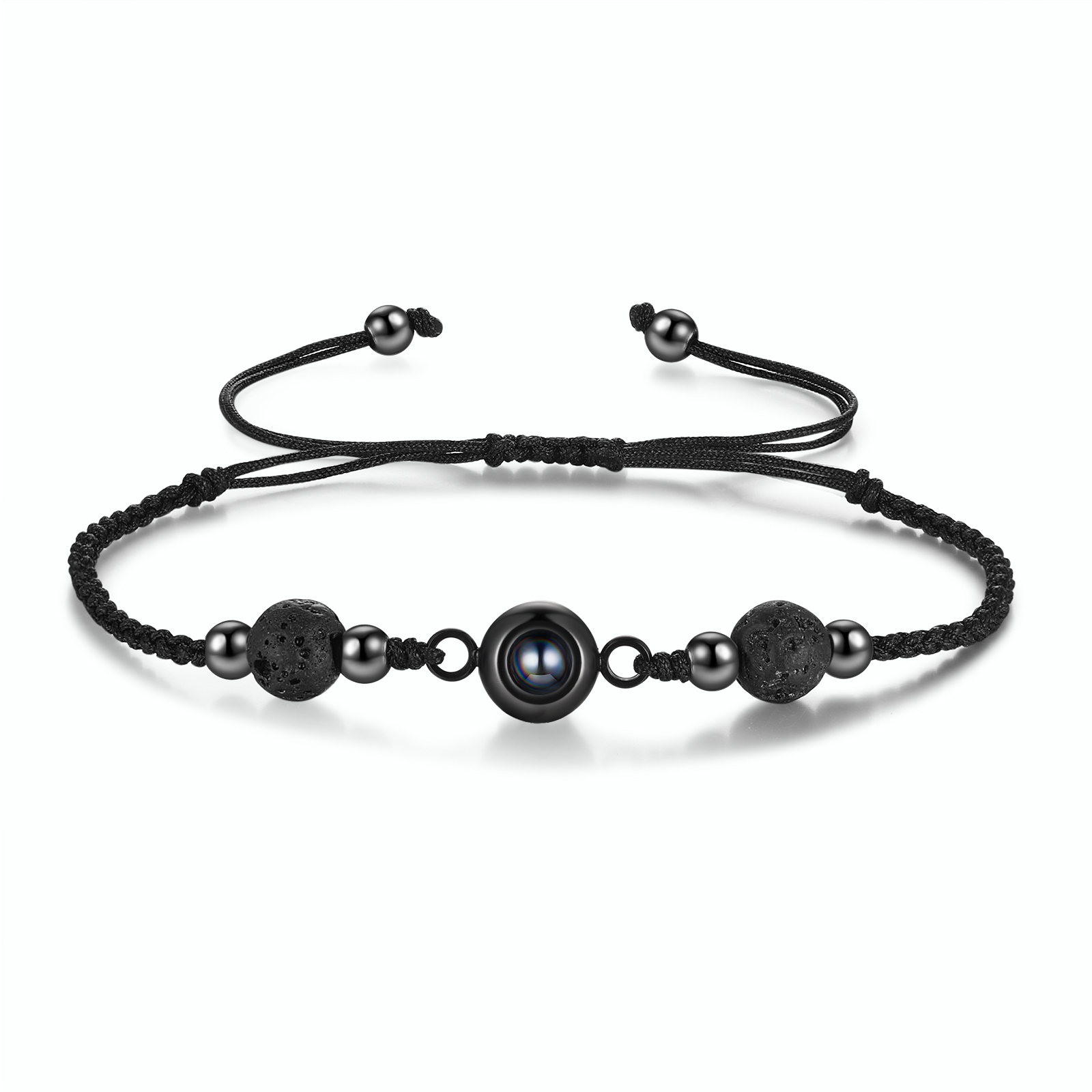 Personalised Projection Bracelet with 1 Photo Worry Beads Kombolo Natural Stone Stripe