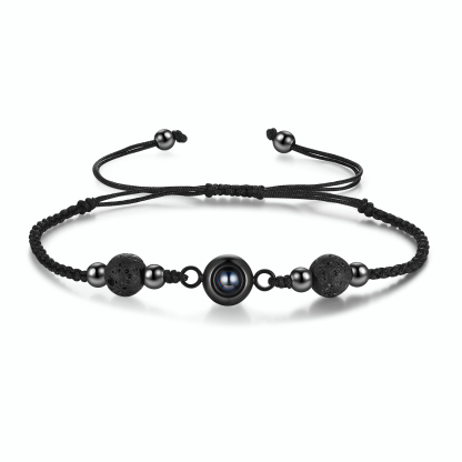 Personalised Projection Bracelet with 1 Photo Worry Beads Kombolo Natural Stone Stripe