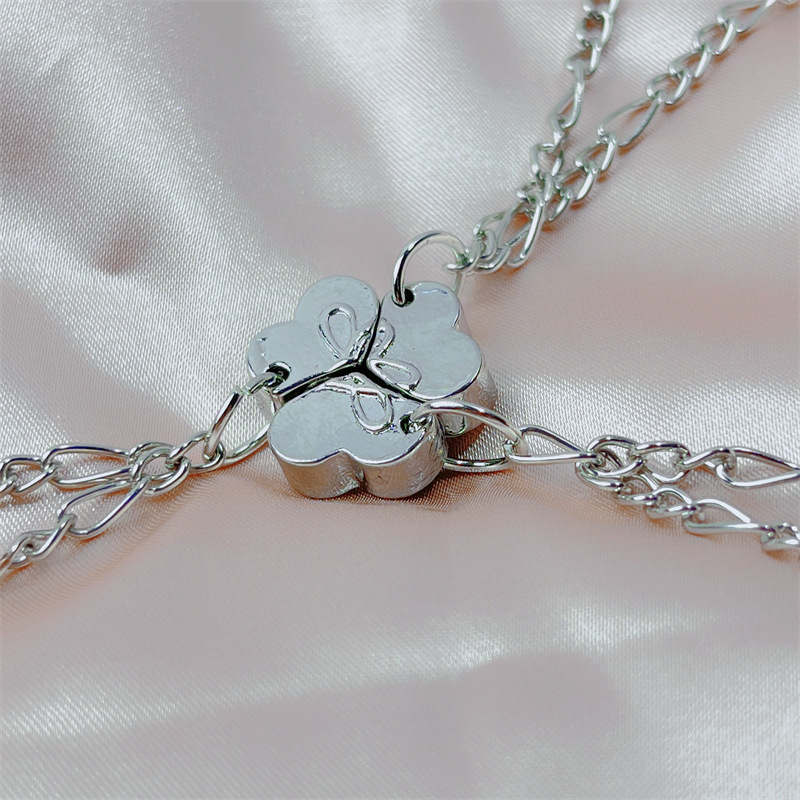 Magnetic Interlocking Puzzle Charm Bracelet Set Silver Chain Design for Friends and Family