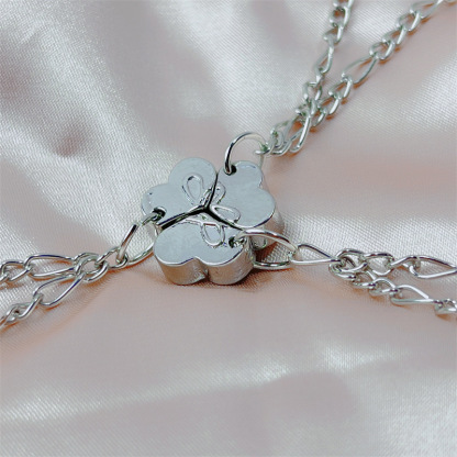 Magnetic Interlocking Puzzle Charm Bracelet Set Silver Chain Design for Friends and Family-Jessemade AU