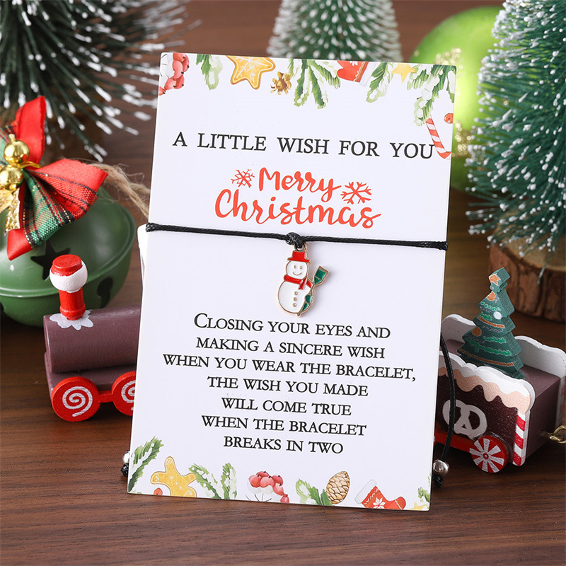 Christmas Wish Bracelet with Snowman and Stocking Charms Holiday Gift-Jessemade AU