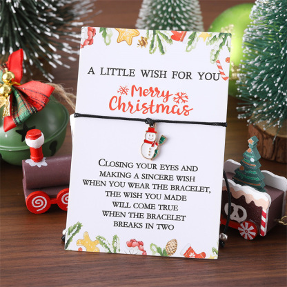 Christmas Wish Bracelet with Snowman and Stocking Charms Holiday Gift-Jessemade AU