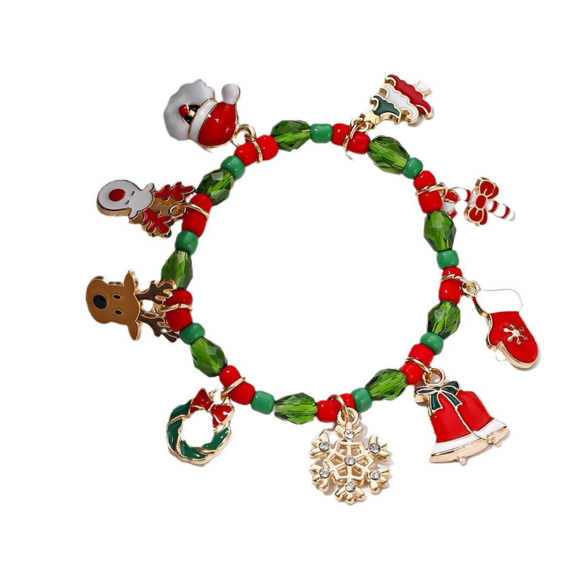 Christmas Charm Bracelet with Santa and Reindeer Charms Bracelet Holiday Gift-Jessemade AU