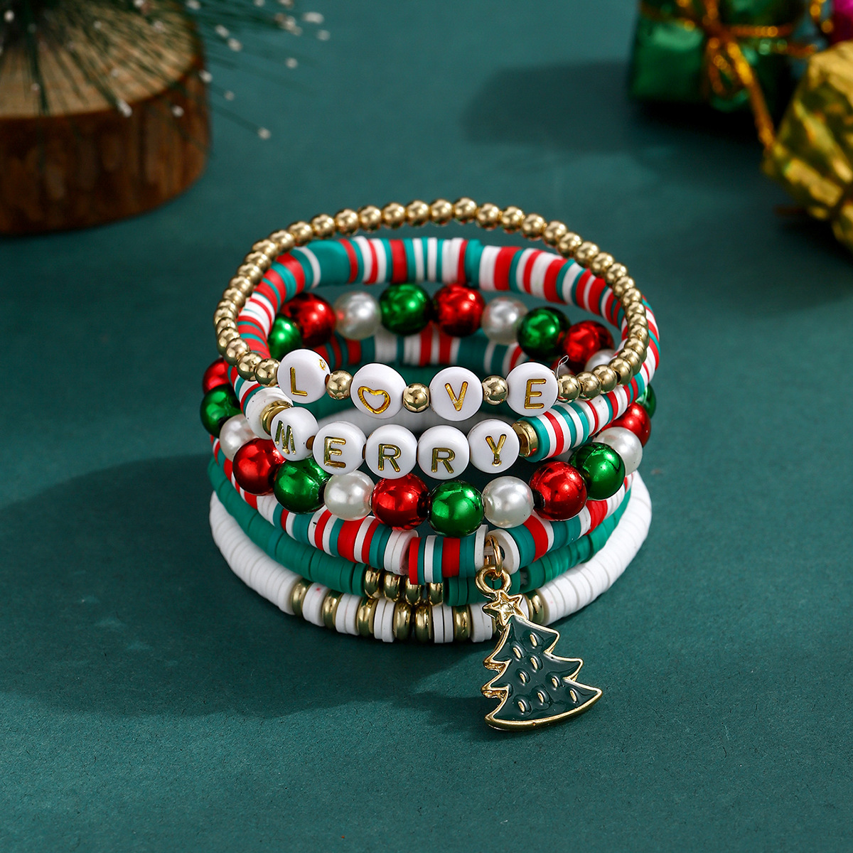 Christmas Charm Bracelet with Santa and Reindeer Charms Bracelet Set