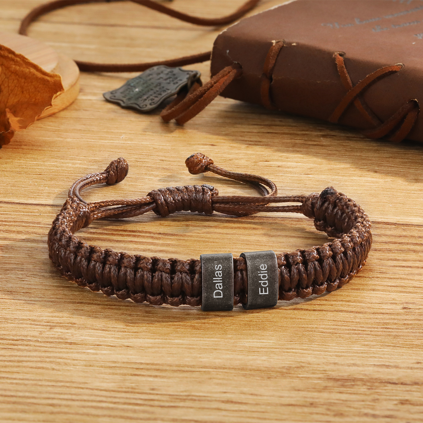 Personalised Adjustable Rope Braided Bracelet Custom 2-5 Names A Meaningful Gift for Him