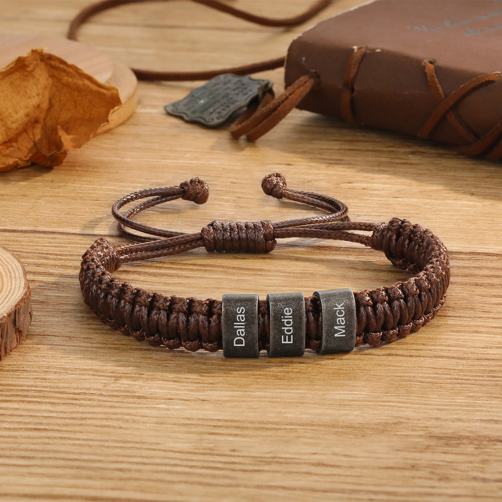 Personalised Adjustable Rope Braided Bracelet Custom 2-5 Names A Meaningful Gift for Him