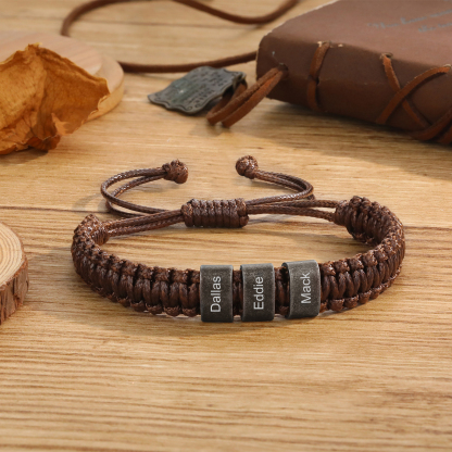Personalised Adjustable Rope Braided Bracelet Custom 2-5 Names A Meaningful Gift for Him