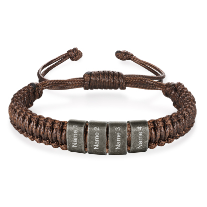 Personalised Adjustable Rope Braided Bracelet Custom 2-5 Names A Meaningful Gift for Him