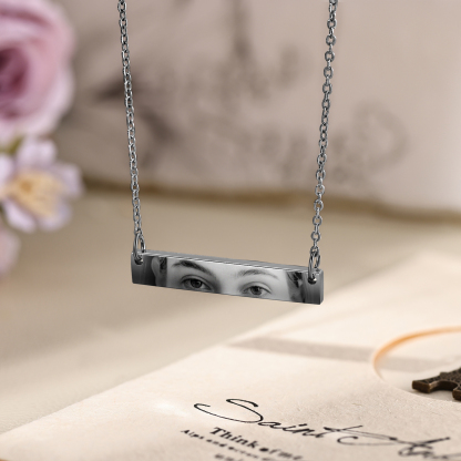 Personalised Eye Photo Necklace Unique Engraved Valentines Gift for Him