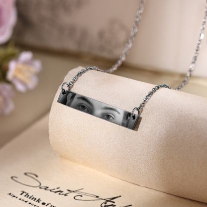 Personalised Eye Photo Necklace Unique Engraved Valentines Gift for Him