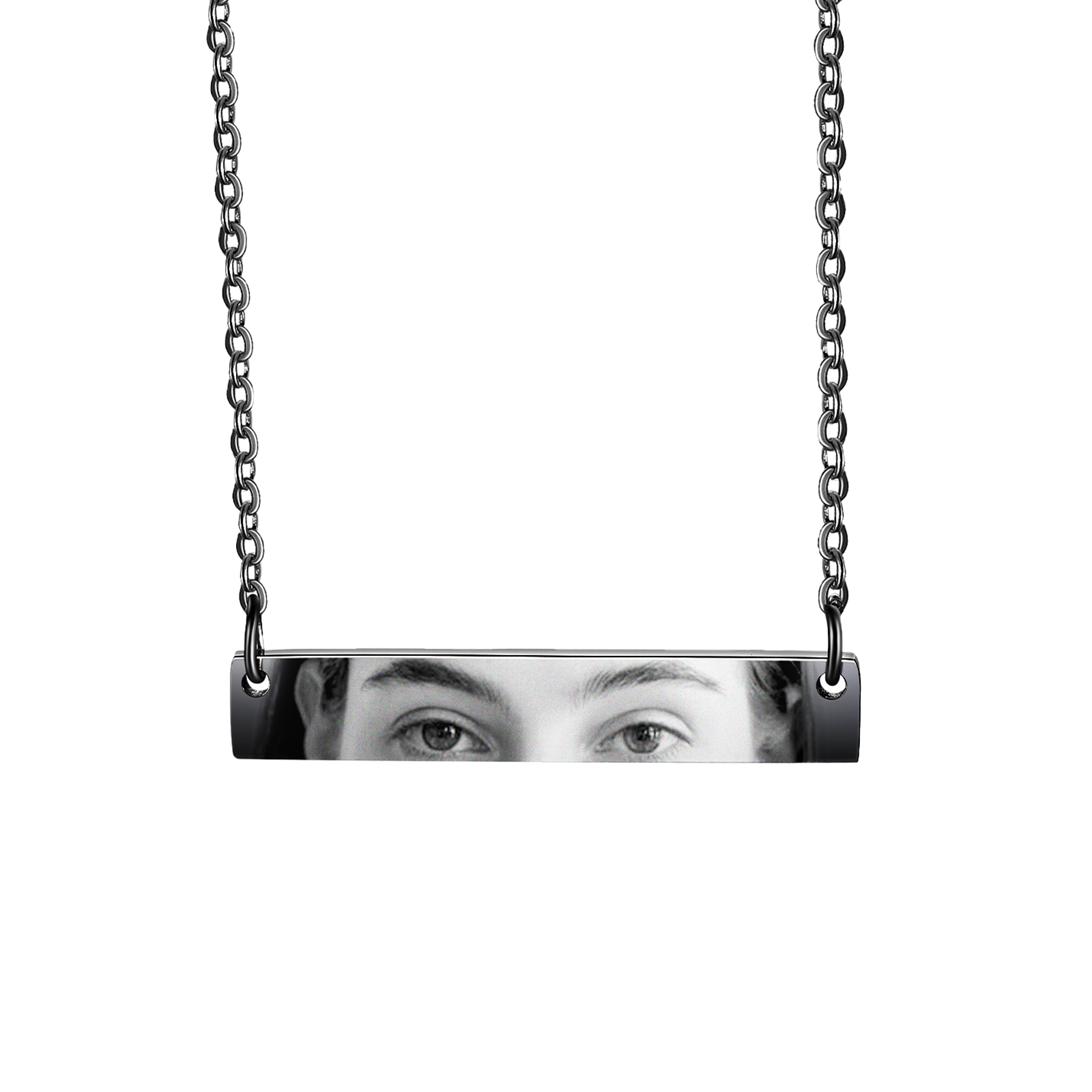 Personalised Eye Photo Necklace Unique Engraved Valentines Gift for Him