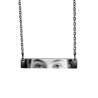 Personalised Eye Photo Necklace Unique Engraved Valentines Gift for Him