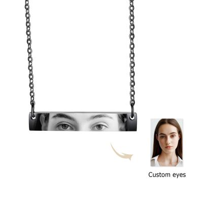 Personalised Eye Photo Necklace Unique Engraved Valentines Gift for Him
