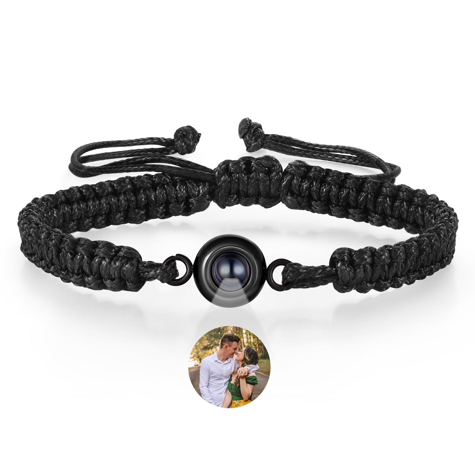 Personalised Projection Bracelet with 1 Photo Handmade Knitted Rope Braided Bracelet Customizable with 4 Special Photo Designs 4 Colour Options Gift for Him & Her