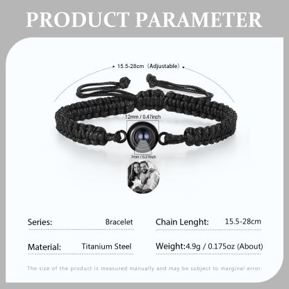 Personalised Projection Bracelet with 1 Photo Handmade Knitted Rope Braided Bracelet Customizable with 4 Special Photo Designs 4 Colour Options Gift for Him & Her