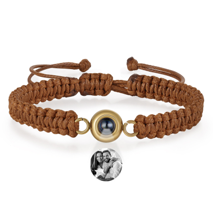 Personalised Projection Bracelet with 1 Photo Handmade Knitted Rope Braided Bracelet Customizable with 4 Special Photo Designs 4 Colour Options Gift for Him & Her