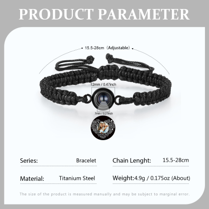 Personalised Projection Bracelet with 1 Photo Handmade Knitted Rope Braided Bracelet Customizable with 4 Special Photo Designs 4 Colour Options Gift for Him & Her