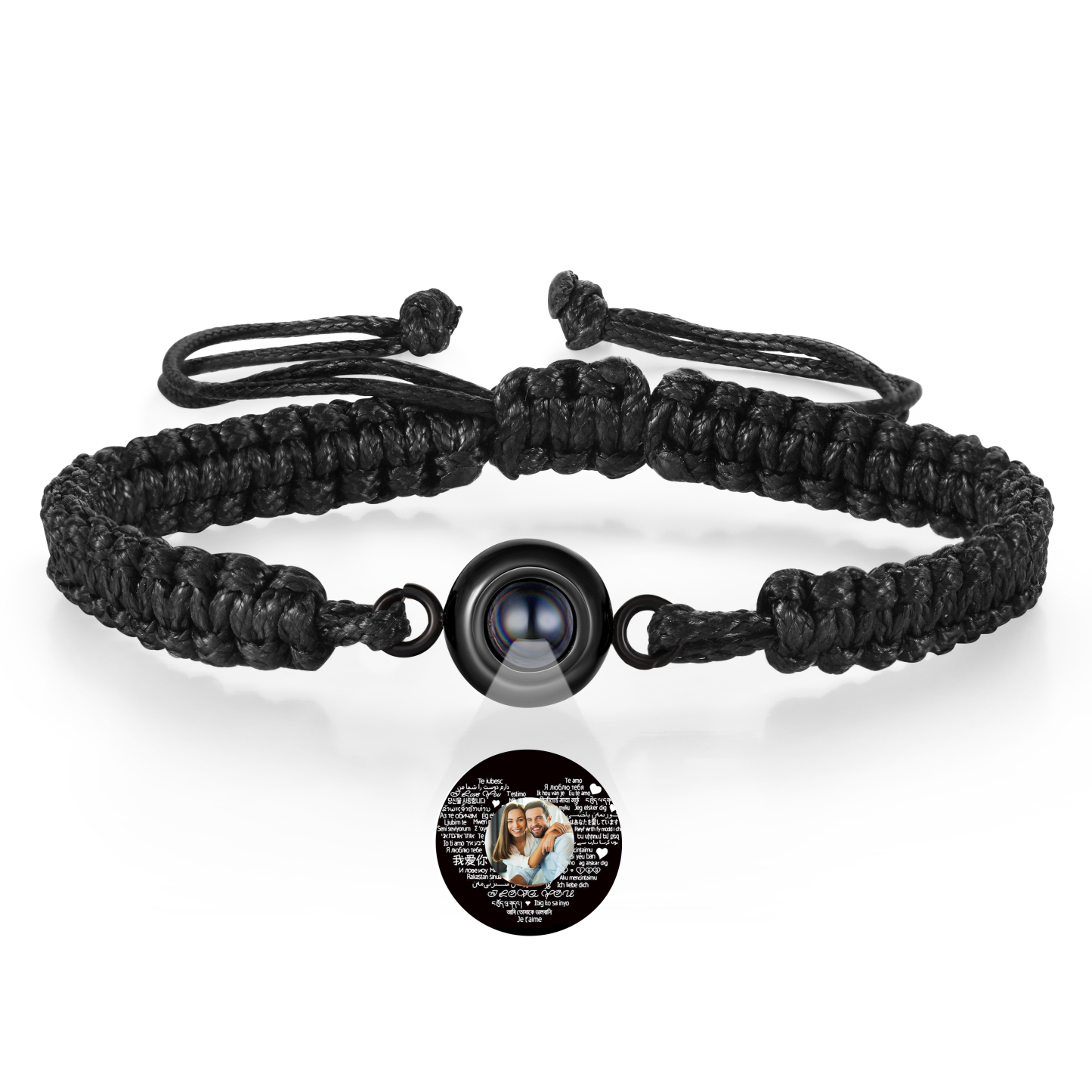 Personalised Projection Bracelet with 1 Photo Handmade Knitted Rope Braided Bracelet Customizable with 4 Special Photo Designs 4 Colour Options Gift for Him & Her