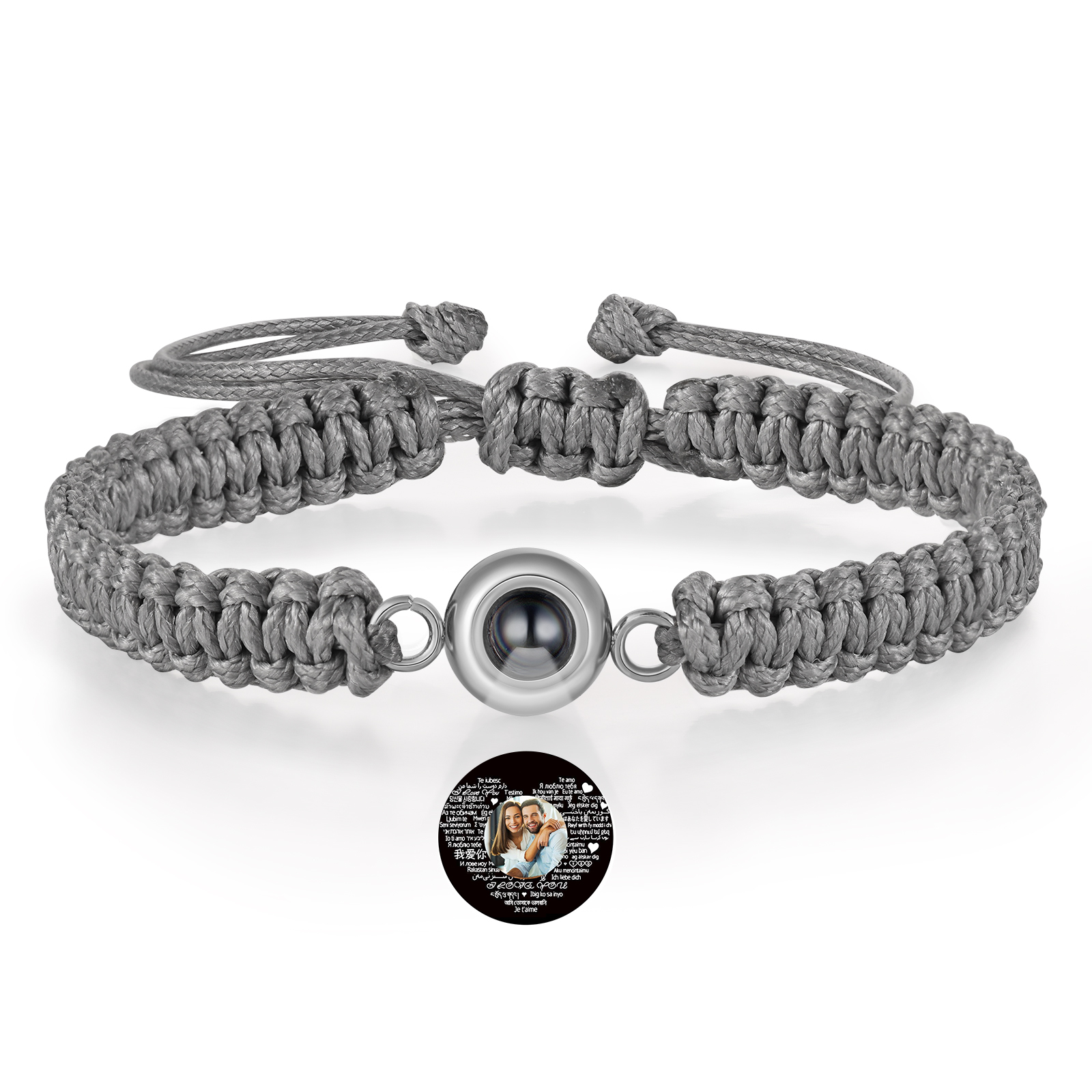 Personalised Projection Bracelet with 1 Photo Handmade Knitted Rope Braided Bracelet Customizable with 4 Special Photo Designs 4 Colour Options Gift for Him & Her