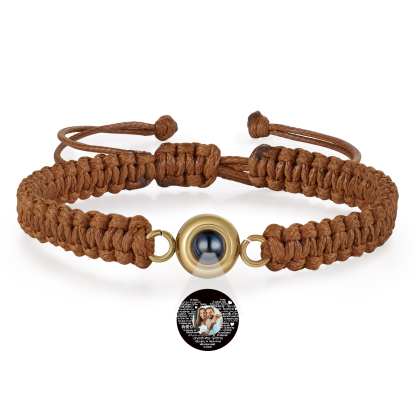 Personalised Projection Bracelet with 1 Photo Handmade Knitted Rope Braided Bracelet Customizable with 4 Special Photo Designs 4 Colour Options Gift for Him & Her