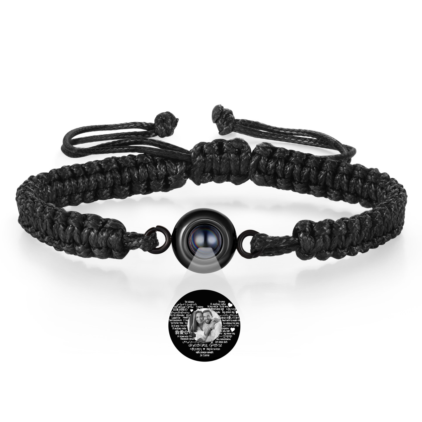 Personalised Projection Bracelet with 1 Photo Handmade Knitted Rope Braided Bracelet Customizable with 4 Special Photo Designs 4 Colour Options Gift for Him & Her
