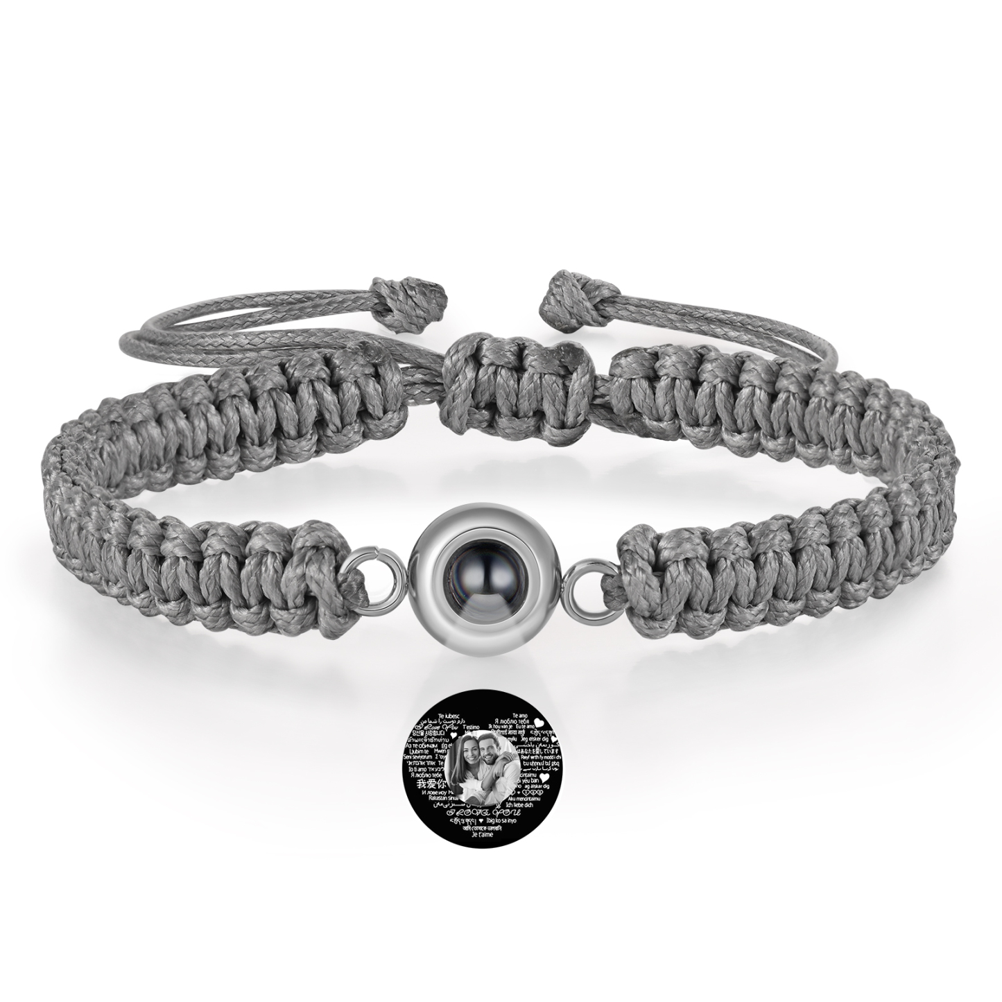 Personalised Projection Bracelet with 1 Photo Handmade Knitted Rope Braided Bracelet Customizable with 4 Special Photo Designs 4 Colour Options Gift for Him & Her