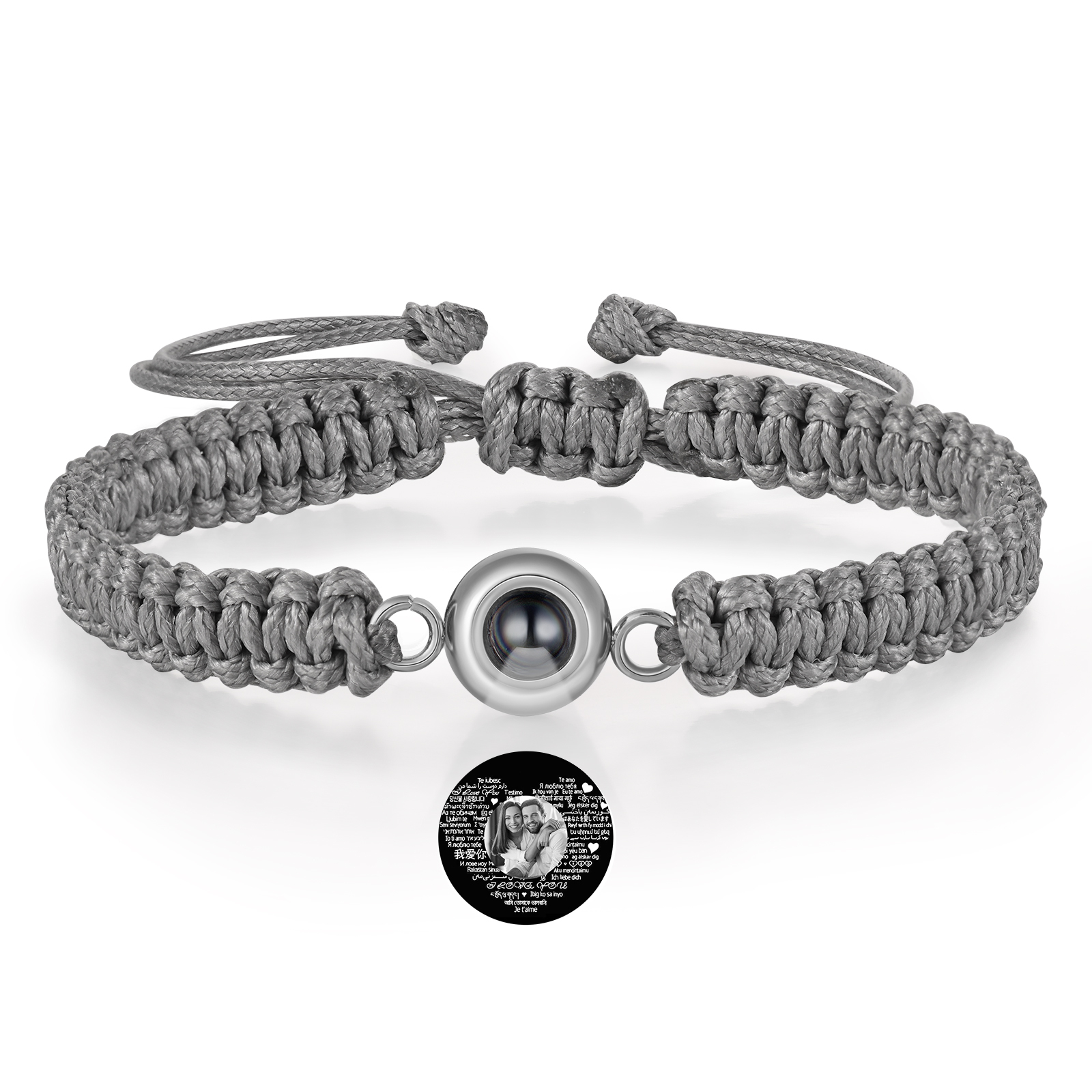Personalised Projection Bracelet with 1 Photo Handmade Knitted Rope Braided Bracelet Customizable with 4 Special Photo Designs 4 Colour Options Gift for Him & Her