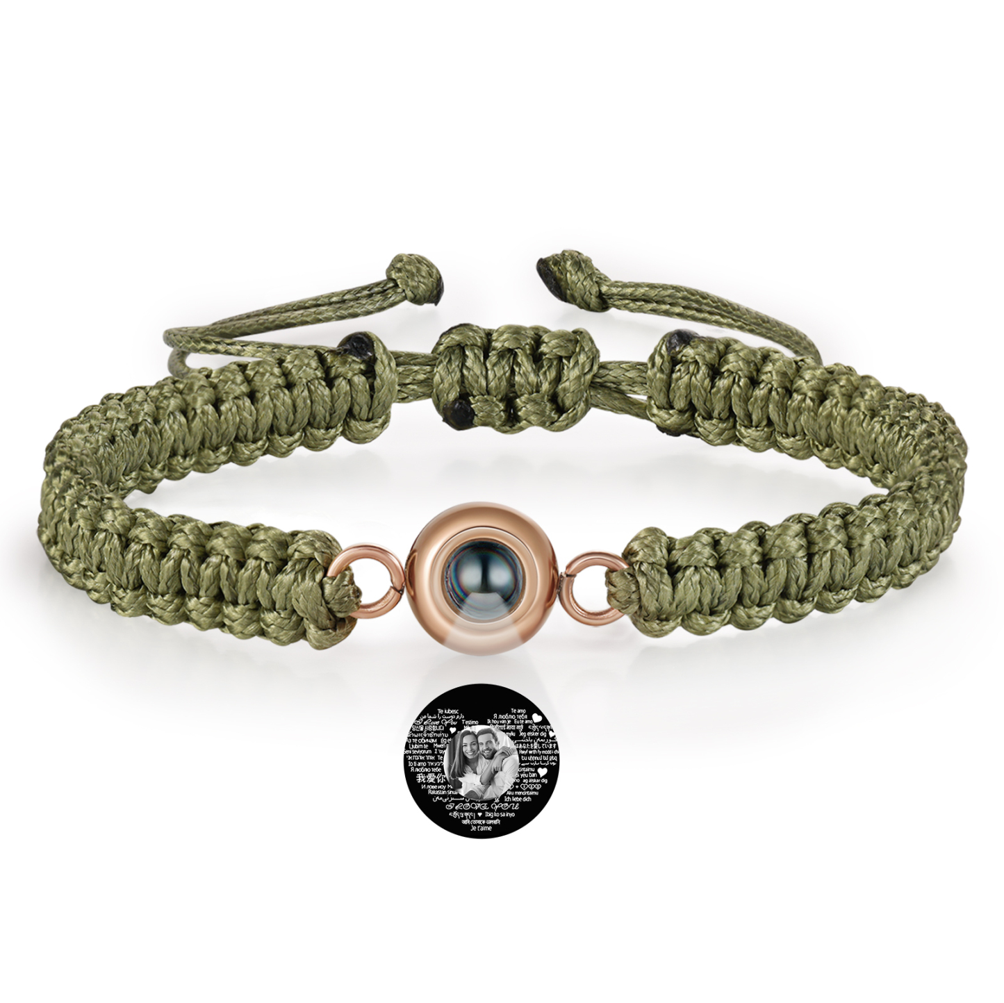 Personalised Projection Bracelet with 1 Photo Handmade Knitted Rope Braided Bracelet Customizable with 4 Special Photo Designs 4 Colour Options Gift for Him & Her