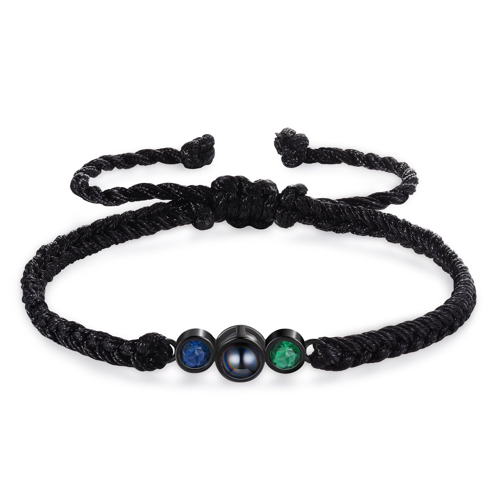 Personalised Photo Projection Bracelet Adjustable Braided Rope Bracelet 2 Birthstones A Heartfelt Gift for Her & Him