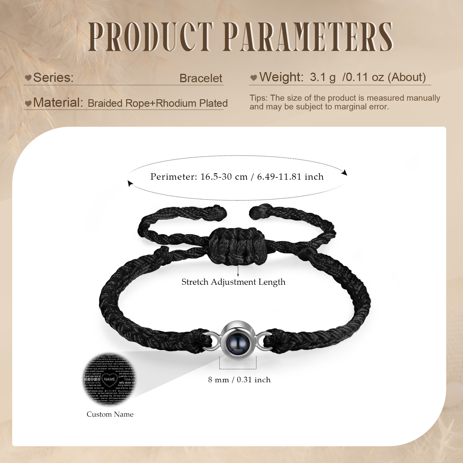 Personalised Projection Bracelet with 1 Photo A Unique and Heartfelt Gift for Her-Jessemade AU