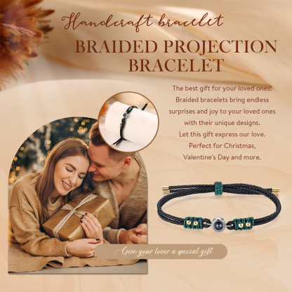 Personalised Photo Projection Bracelet Adjustable Braided Rope Bracelet Wealth String Bracelet A Heartfelt Gift for Her & Him