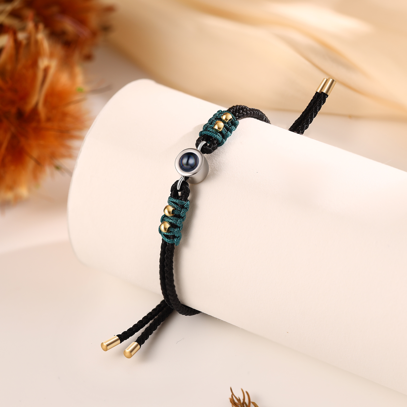 Personalised Photo Projection Bracelet Adjustable Braided Rope Bracelet Wealth String Bracelet A Heartfelt Gift for Her & Him