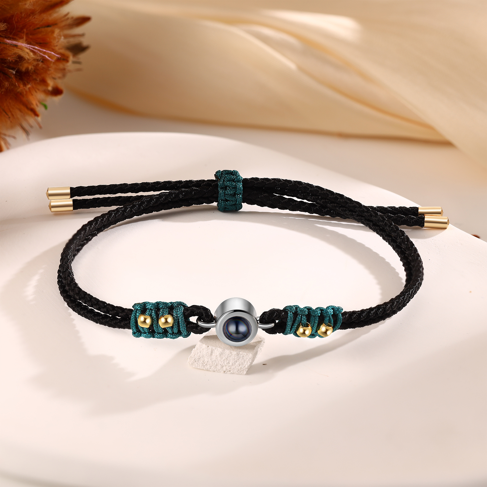 Personalised Photo Projection Bracelet Adjustable Braided Rope Bracelet Wealth String Bracelet A Heartfelt Gift for Her & Him