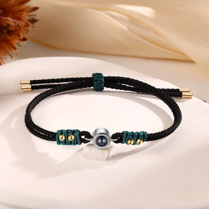 Personalised Photo Projection Bracelet Adjustable Braided Rope Bracelet Wealth String Bracelet A Heartfelt Gift for Her & Him