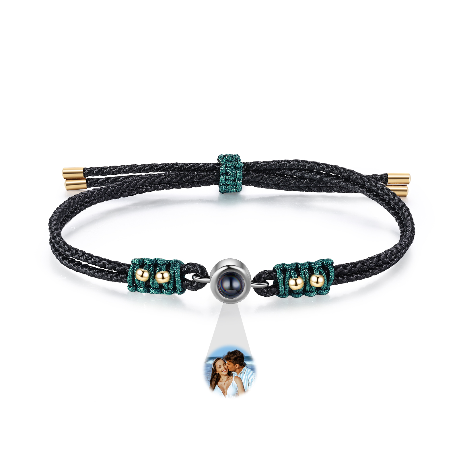 Personalised Photo Projection Bracelet Adjustable Braided Rope Bracelet Wealth String Bracelet A Heartfelt Gift for Her & Him