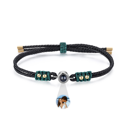 Personalised Photo Projection Bracelet Adjustable Braided Rope Bracelet Wealth String Bracelet A Heartfelt Gift for Her & Him