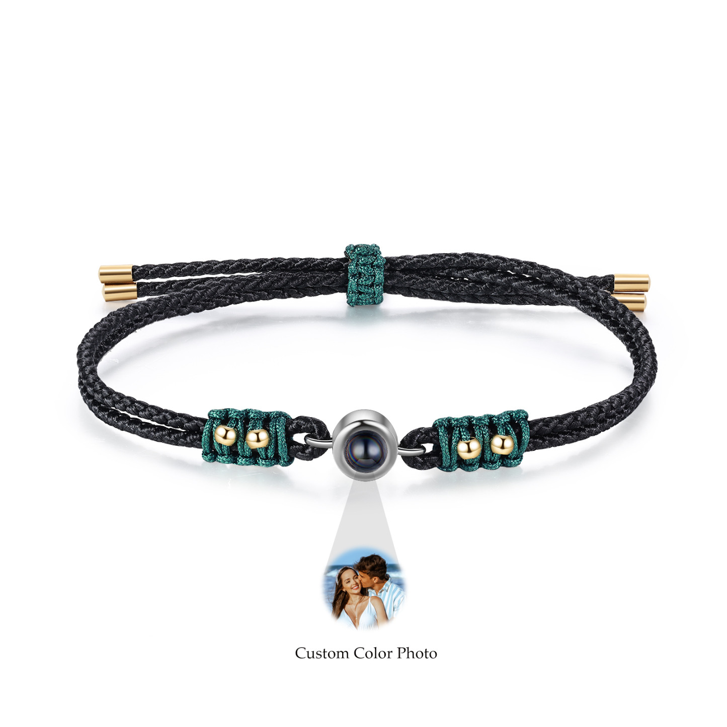 Personalised Photo Projection Bracelet Adjustable Braided Rope Bracelet Wealth String Bracelet A Heartfelt Gift for Her & Him