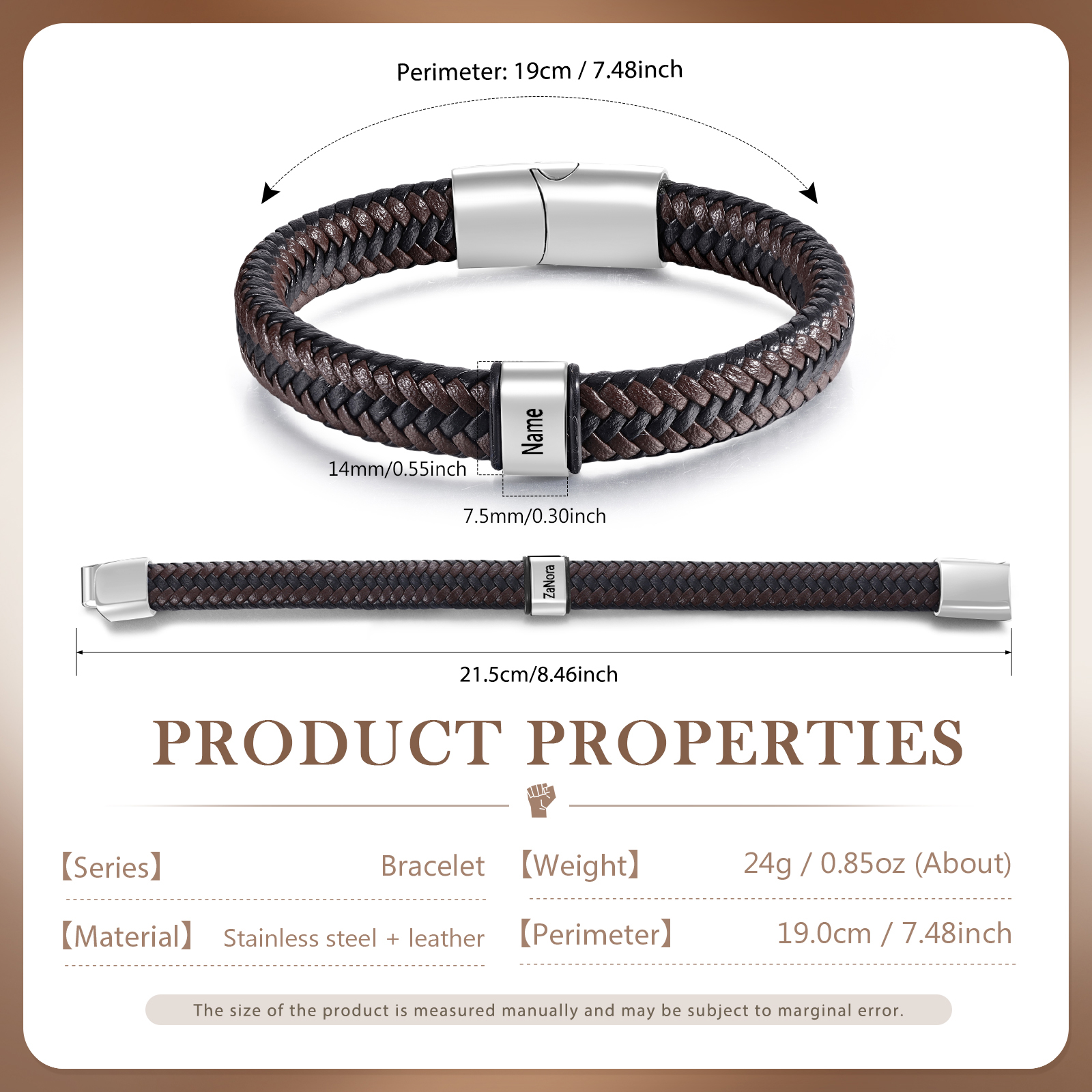 Personalised Leather Bracelets for Men Customizable with 1-5 Names