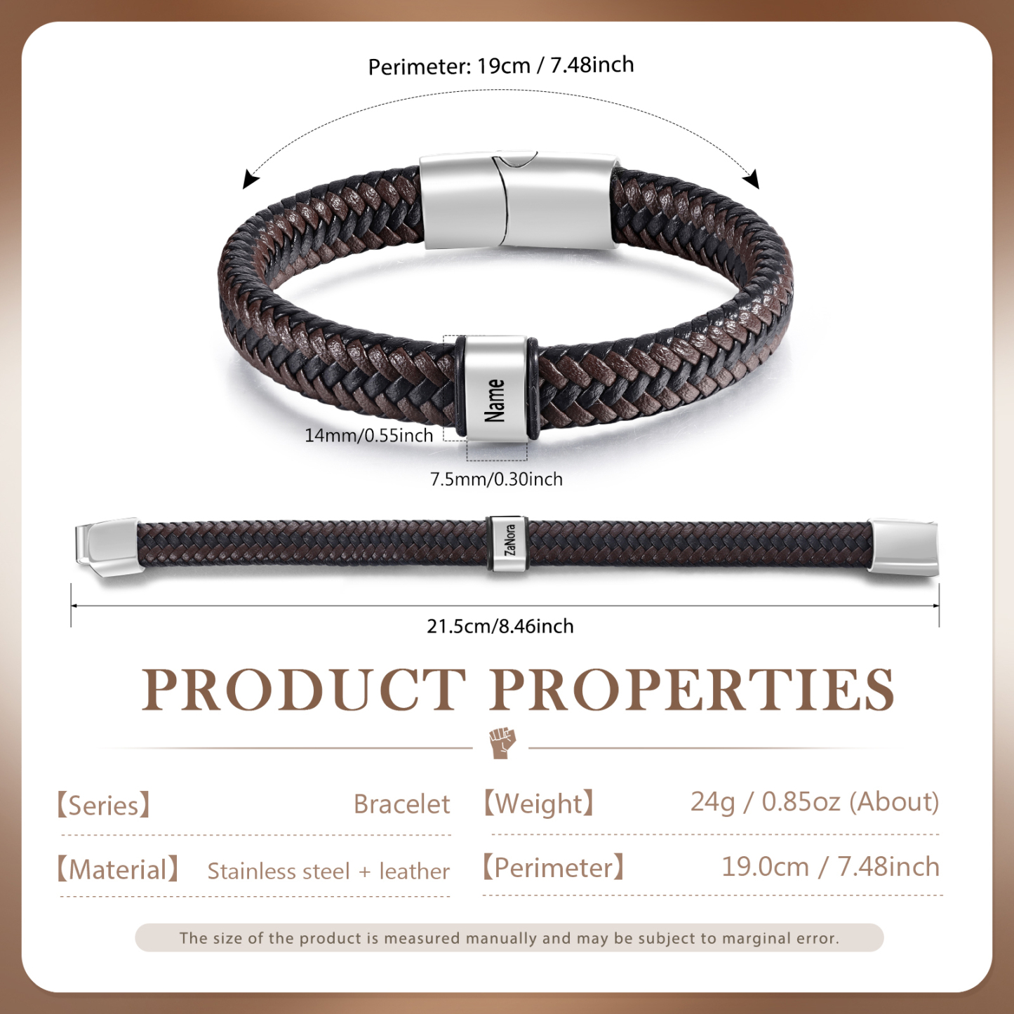 Personalised Leather Bracelets for Men Customizable with 1-5 Names